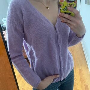 Sezane Gaspard V neck cardigan lavender